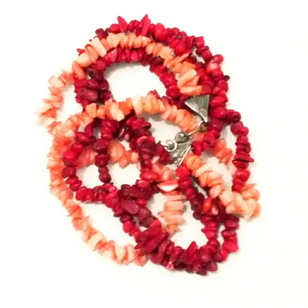Vintage Peter Brams Natural Coral & Sterling Silver Necklace - Picture 4 of 6